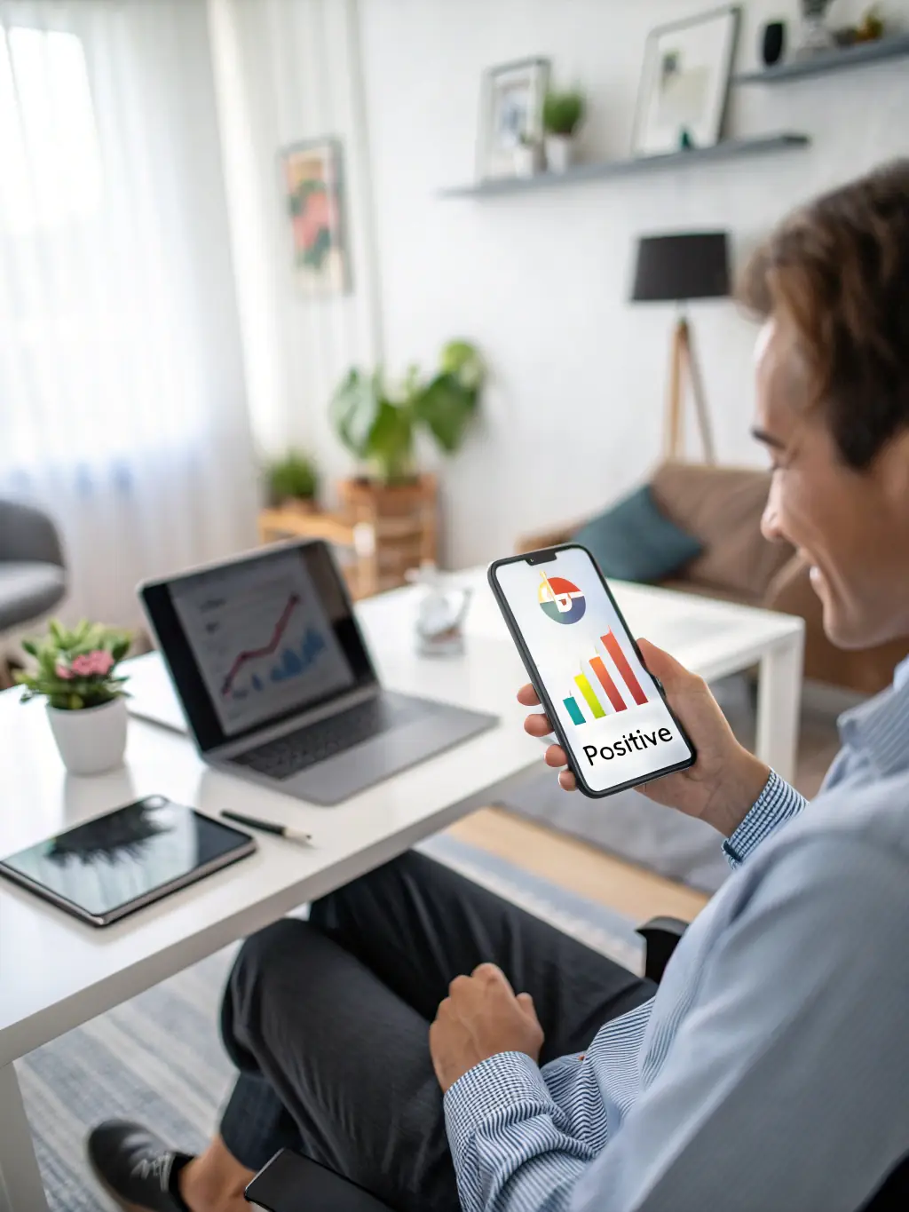 A candidate receiving a job offer call, expressing excitement and achievement, symbolizing successful placement through the agency's efforts.